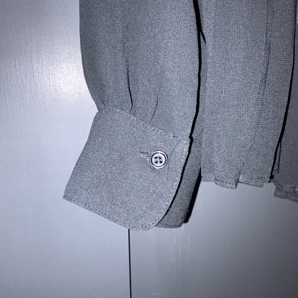 Banana Republic Black Pleated Collar Button-Up Blouse - Picture 3 of 7